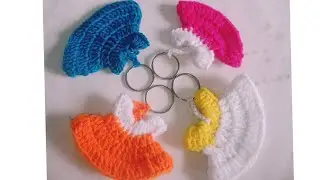 Crochet key chain Mini dress|Crochet  key chain tutorial 🔑#woolen #needlwork #embroidery #crochet 