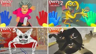 Poppy Playtime: Chapters 1-2-3-4 - All BOSSES & ENDINGS in BRIGHT Mode with Healthbars