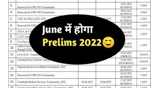 UPSC/IAS 2022 Calendar out