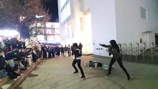 [STREET ARTIST] YU KAGAWA & HYOJIN. HONGDAE BUSKING. 230208.