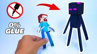 How to make AMAZING ENDERMAN paper craft without glue