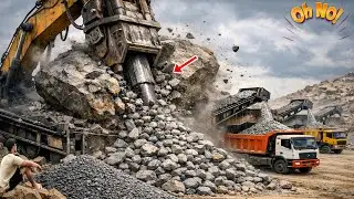 How Big Rocks Are Crushed in Quarries | Satisfying Industrial Rock Breaking Process