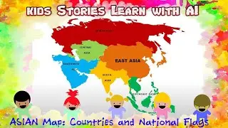 ASIAN Map  Countries Names and National Flags