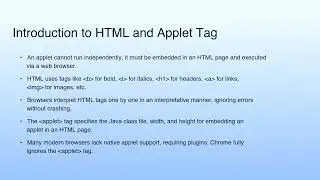 Introduction to HTML and Applet Tag | Lecture 36: Applet Programming--III