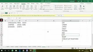 Text functions in Excel