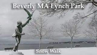 Beverly MA Snow ASMR walk. Walking Lynch Park. North Shore.