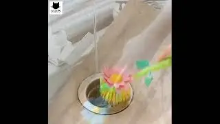 Cute Lovely Flower Vase Pot Pot Dish Sink Brush Kitchen Scrub Cleaning Brush with Scraper Bristle