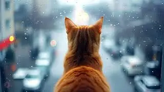 4K HD Soft Suburban Traffic with your Cat, City White Noise, Urban ASMR to help you Sleep or Study