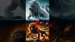 Monster War: Ice Dragon Lion vs Fire Dragon Lion #ai #monster #animal #shorts #lion #dragon