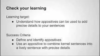 Sentence Combining Using Appositives
