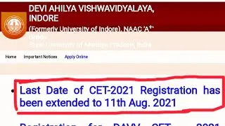 Davv cet exam date extended| Davv cet exam last date | Get admission in the davv university