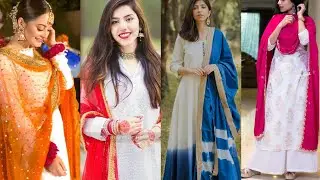 Decent White Dress Designs/White Designer Outfits Ideas/White Contrast Colorful Combination