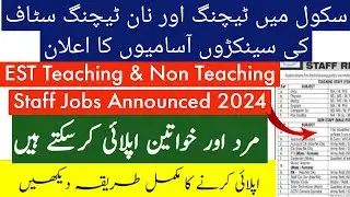 EST & Non Teaching Staff Jobs Announced 2024 - Elementary School Teachers & Non Teachings Staff Jobs