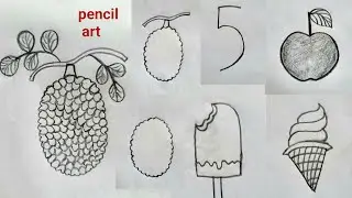 Jackfruit, apple,ice cream drawing 😋 😍 with pencil ✏️✏️ | কাঁঠাল,আপেল,এবং আইসক্রিম আর্ট খুব সহজেই|