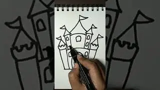 One minute castle drawing #learning art #easy art #fun art #shorts