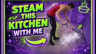 Relax and steam these kitchen floors with me I do the entire kitchen and living room. ASMR.