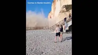 MOMENT: Collapsing cliff in northern France