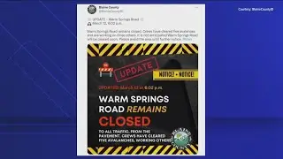 Warm Springs Road in Blaine County is closed