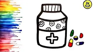Medicine Bottle 💊 Drawing, Colouring for kids, Drawing for kids, Easy Drawing for kids, Kids Drawing