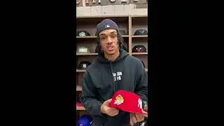 Кепка New York Yankees 1999 World Series New Era 59Fifty Fitted Hat (красно-серая с козырьком)
