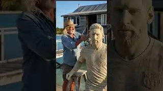 Sandsculpture of Messi | Amazing sand art | Sculpting ASMR 🔥