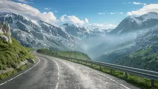 Relaxing 4K Mountain Drive – 14‑Minute Alpine Road Trip with Ambient Music 🏔️🎶