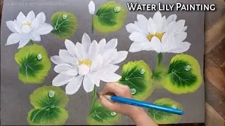 ❤️ Beautiful Water Lily Painting With Realistic Water Drops #lily #painting #trending
