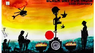 14 th February Black Day drawing with watercolor/ pulwama Attack tribute for Indian Army Painting.
