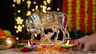 Kamdhenu Cow and Calf Idol - Gold & Silver Plated | Items for Home, Gift, Office & Pooja | Idolkart