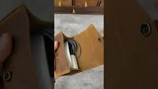 Leather organize case pouch for macbook charger cord mouse#leathercase  #leathercraft