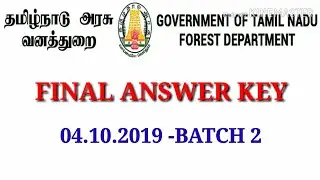 TNFUSRC Forest Watcher Final Answerkey 04/10/2019 Batch II|Forest Watcher Final Answerkey