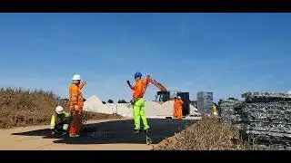 ECODECK grids road way reinforcement, laying grids, filling with stone, roller compacting easy road