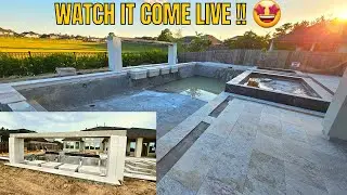 DREAM POOL/BACKYARD Construction Pt 2 - REGAL POOLS - HOUSTON TEXAS - Sunken Firepit, Rain Curtain!!