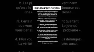 LES 5 MASQUES SOCIAUX #psychologie #motivation #citation #discipline #developpementpersonnel #amour