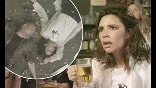 Victoria Beckham leans in to kiss James Corden in Shaqnado sketch