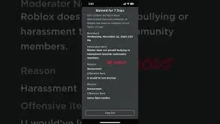 I got banned on Roblox for 7 days W false ban #roblox #banned #robloxban #report