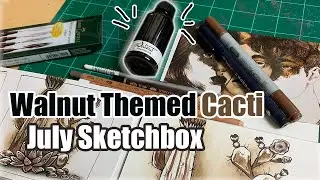 July Sketchbox Premium Box/Best box so Far/Walnut Drawing Ink and Cold Pressed Watercolor Block