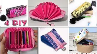 4 diy super fast mini pouch ideas possible to make in 5 min // useful woman's hacks