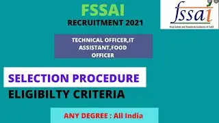 FSSAI RECRUITMENT 2021 || Selection Procedure, Qualification Details || ONE EXAM KNOWLEDGE.