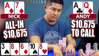 $10,675 River SHOVE with Ace-high! &spades; Live at the Bike! @Andystackspoker