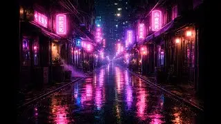 【雨に濡れた蛍光ピンクのネオン街BGM】Rainy Neon City at Midnight 　Urban Ambient Music