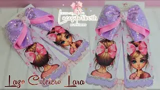 Lazo Coletero Lara con listón de 7.5 #tutorial #facil #moños #lazos 