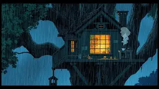 A Rainy Night Alone in the Forest Treehouse. (Silent Movie)