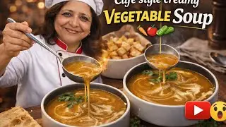 Ever tried a naturally creamy veg soup made at home? #CreamyVegSoup #VegSoupRecipe #CafeStyleSoup