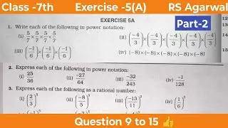 Class 7 exercise 5A RS Agarwal | class 7 exponents Exercise 5A | Maths | Part-2 | class 7 |