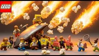 Spongebob's LEGO City Under ATTACK! Giant Popcorn Meteor Shower