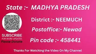 Madhya pradesh Neemuch Newad Ka pin code 458441 / Neemuch Newad ka post office