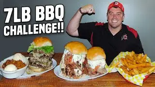 Big 7lb BBQ Challenge w/ Brisket, Burgers, & Memphis Pulled Pork!!