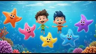 Cinco peque&ntilde;as estrellas de mar brillan y brillan | Canciones del Oc&eacute;ano para Ni&ntilde;os