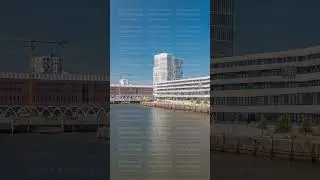 Timelapse of HafenCity University in Hamburg, Germany, showcasing modern architecture